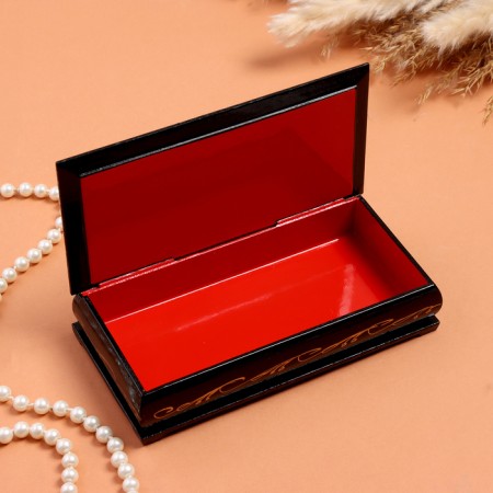 Casket "Troika", black, 8.5 × 17 cm, lacquer miniature-1