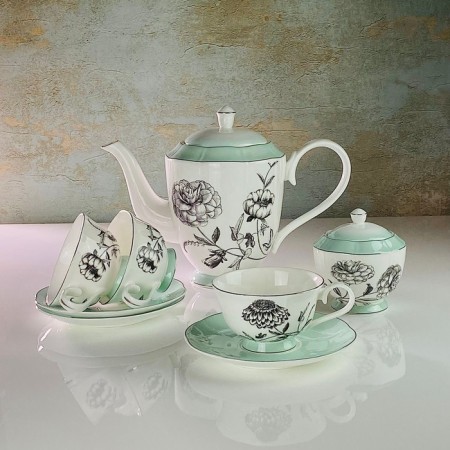 Tea Service Lenardi Lemongras, bone porcelain, 270 ml, 16 items