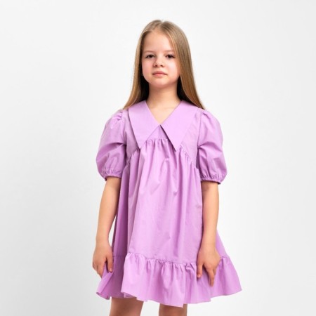 Children's dress with collar Kaftan, size 32 (110-116 cm), lilac color