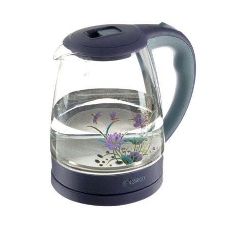Electric kettle Energy E-287, glass, 2 l, 1500 watts, backlight, blue