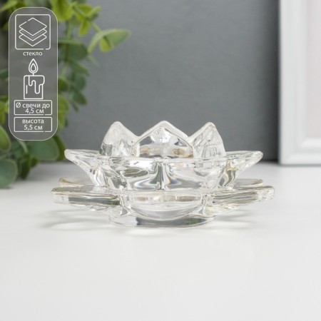 Lotus glass candlestick 12x12x5.5 cm