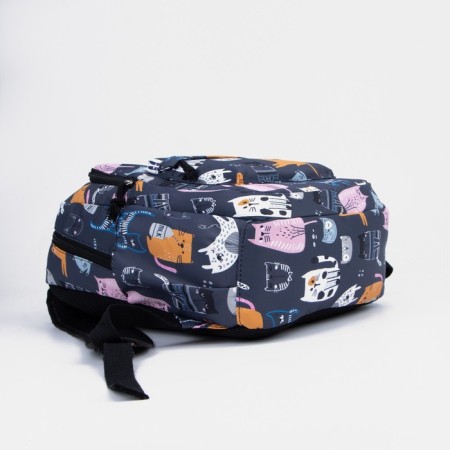 Set of a youth backpack from textiles, a shoper bag, blue color-3
