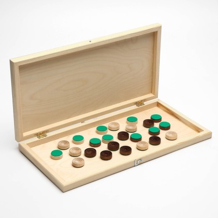 Wooden checkers "Big", board 43x 43 cm, with glue, D checkers 2.8 cm-3