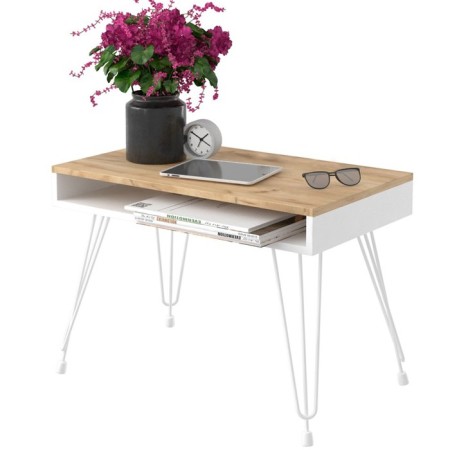 Coffee table Liverpool 75x40x53 cm, oak craf gold, white-2