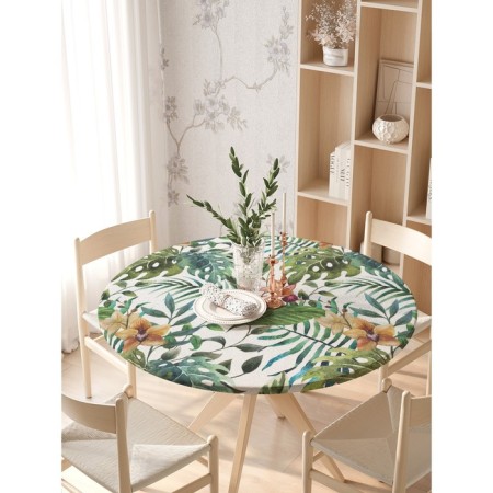 Green Portnik tablecloth, round, oxford, elastic band, size 140x140 cm, diameter 105-120 cm-2