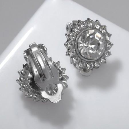 Clips "Sunflower", white color in silver-1