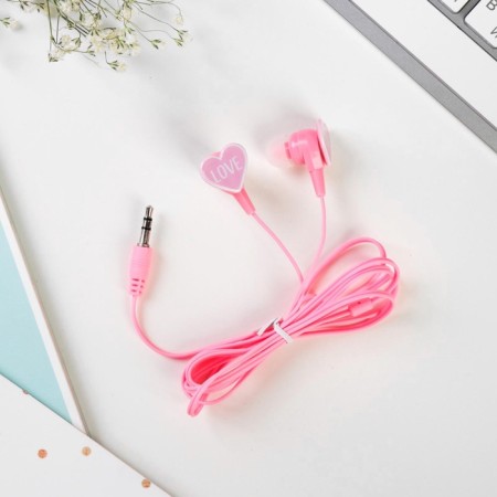 Headphones on the postcard, "love", vacuum, pink-3