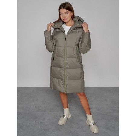Coat insulated winter female, size 42, khaki color-9