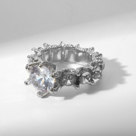 Ring "Jewel" luxury, white color in silver, size 17-1