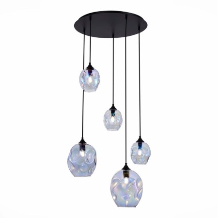 Suspended chandelier ST LUCE. SL1188.403.05. Idesia. 5x40 W, E14/E27, 67.5x67.5 cm, black color-3