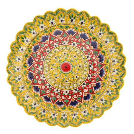 Largan Rishtan ceramics "Flowers", 31 cm, yellow mix, corrugated-14