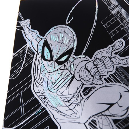 Engraving with a rainbow holographic base, A5 format, spider-man