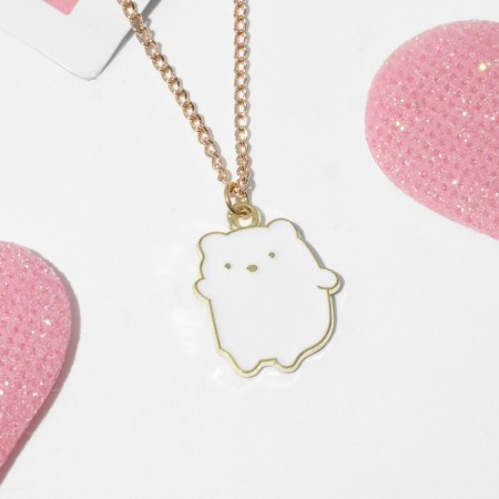 Children's pendant "chosen" bear cub, white color in gold