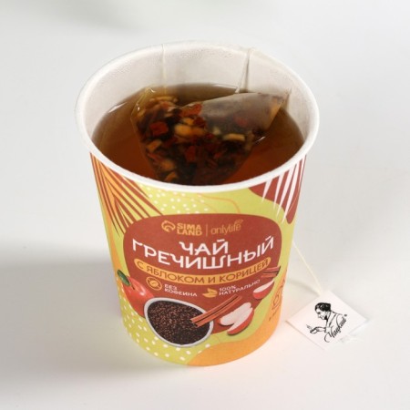 Buckwheat tea in a glass, taste: apple and cinnamon, 50 g (5 pcs. X 10 g).-2