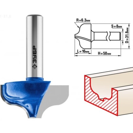 Frases groove bison 28741-31.8, shaped No. 2, r = 6.3 mm, 31.8 x 16 mm