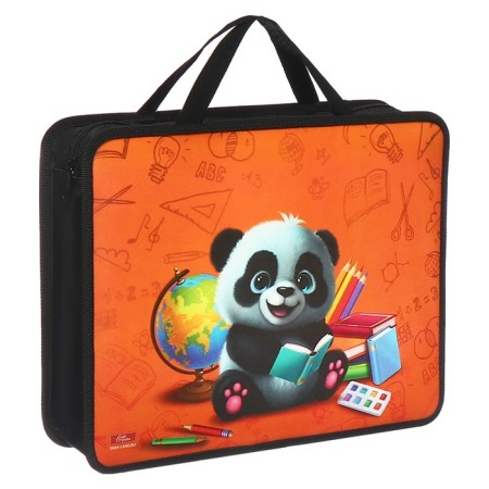 Folder with A4 handles, 330 x 260 x 75 mm, plastic, pens, Calligrata "Panda"-1