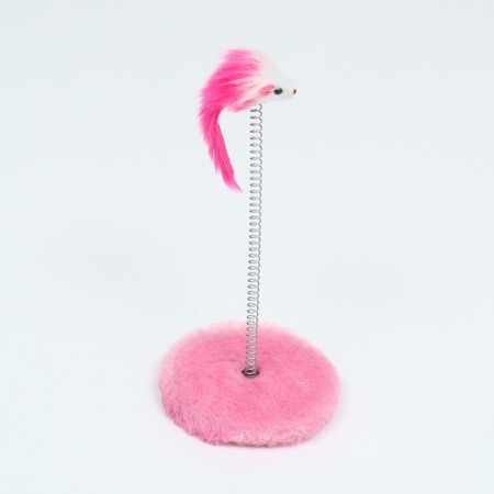 Dear for cats on a spring with a mouse (5 cm), 10.5 x 23 cm, pink-1