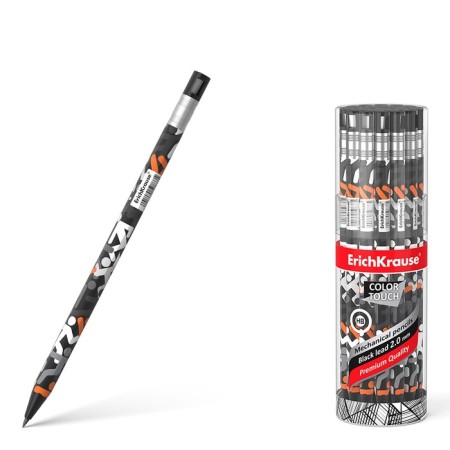 Mechanical pencil Erichkrause "Colortouch Walkers", Grifel D = 2.0 mm, with a grif, "Soft-Touch" with a design, in a tube-1