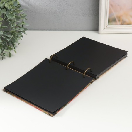 Photo album on rings 30 sheets "Bush roses" Black sheets 18x18 cm-4