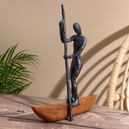 Souvenir "boat" Polim. resin, mane wood 28x9.5x37.5 cm