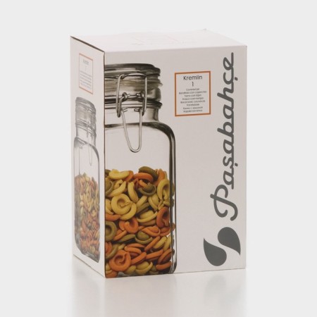 Bank for bulk products glass Cremlin 1.3 liters, with a lid-8
