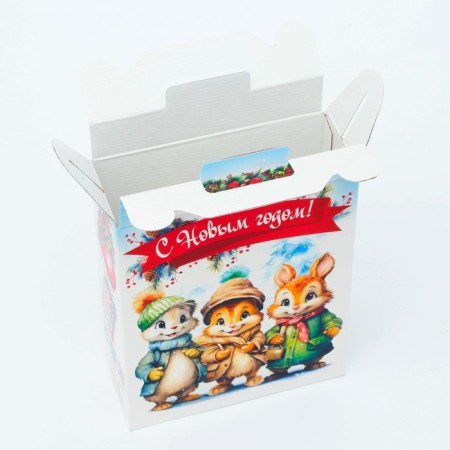 New Year. Gift box New Year's gift "Cartoon" with animation 16.8 x 6.8 x 20, 9 cm.-3