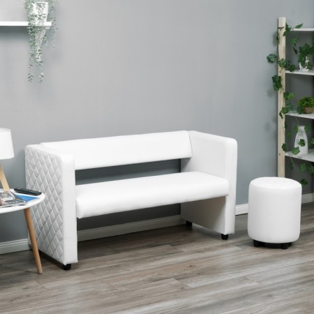 Puff "Yokki", eco -leather white-1