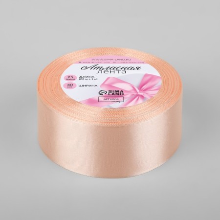 Satin tape, 40 mm × 23 ± 1 m, color cream-pink No. 6-1