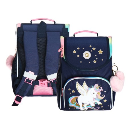 School standard, 33 x 25 x 13 cm, Grizzly, + bag for shoes, plush, blue