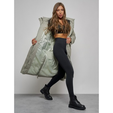 Coat insulated winter female, size 42, green color-12