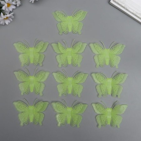 Plastic sticker phosphorus "butterflies" set 10 pcs 5.2x7.5 cm mix-3