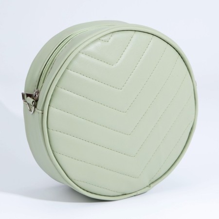 Women's Bag -round artificial leather, 18x18 cm, pistachio color-5