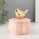 Casmic Coramics "Bird on the Provence Flower" Pink 8.5x8.5x9.2 cm