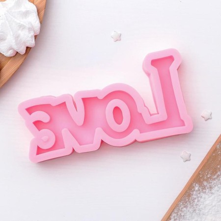 Mold "Love", silicone, 14.5 × 7.5 cm, pink color-1