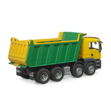 Bruder Mercedes dump truck, green color with yellow-5