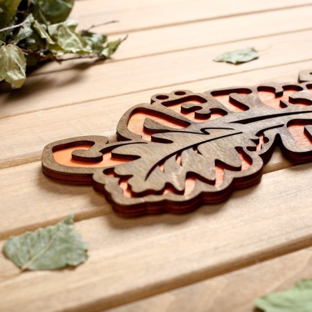 2-layer plate "with light steam (leaves)", 30x12cm mix-3