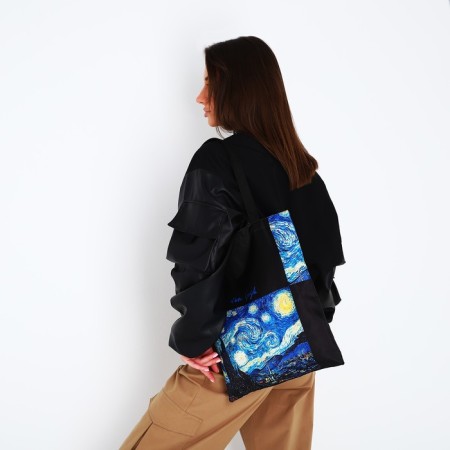 Bag-shop "Van Gogh", without lightning, without lining, black color-8