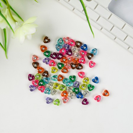 A set of beads for creativity Plastic "Hearts with Strabs" 20 grams 0.7x0.7 cm