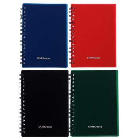 Notebook A6 (120 x 146 mm), 60 sheets in the cage on the crest Erichkrause "Classic", plastic cover, offset unit, white 100%, mix