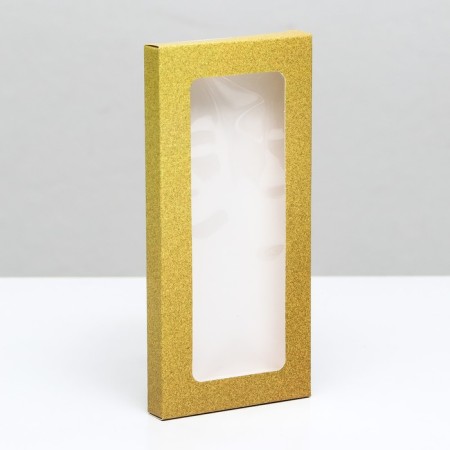 Gift box for tiles of chocolate, with a window, gold, 17 x 8 x 1.4 cm-3