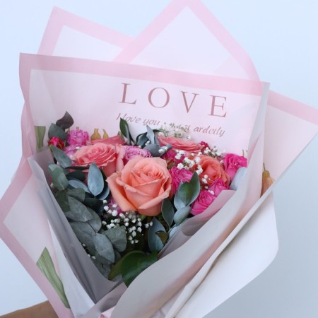 Packaging paper "Love", pink, 50 x 58 cm-4