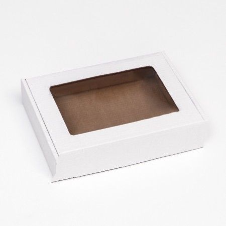 Boxing box, white with a window, 21 x 15 x 5 cm-1