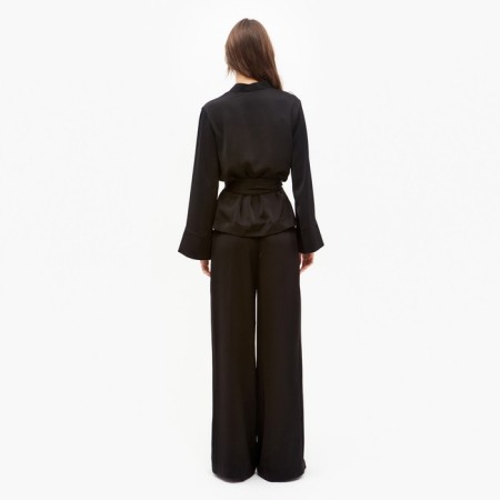 Women's costume (jacket, trousers) minku: Silk pleasure color black, size 48-2