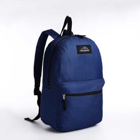 A backpack with a zipper, external pocket, blue color-2