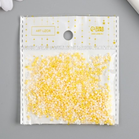 Glass beads 11/0 "Melange yellow. Gloss" 10 g-3