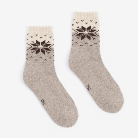 Women's socks from Mongolian wool "snowflake", gray color, size 23 (34-36)-1