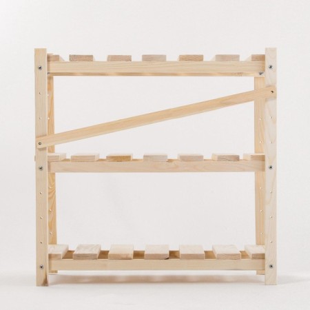 Wooden rack reinforced, 3 shelves, screw connection, adjustable shelves 60x60x30 cm-5