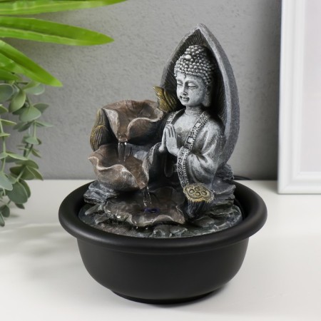 The desktop fountain from the network, the backlight "Buddha in lotuses" 16x16x19 cm-2