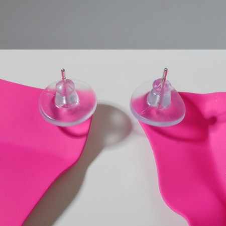 Earrings Metal "brightness" rhombus, raspberry color-2