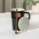 Ceramic mug with a lid and spoon Vintage, 350 ml, black color